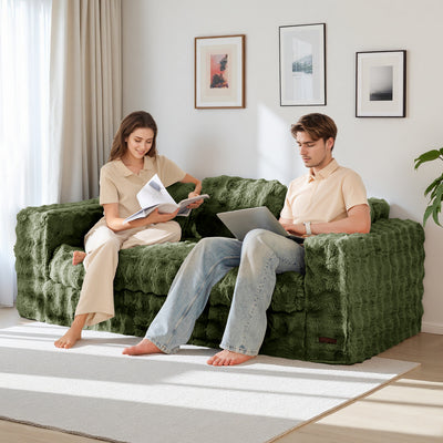 MAXYOYO 3-Seater Bubbled Bean Bag Chair – Tufted Boneless Couch for Living Room, No Assembly