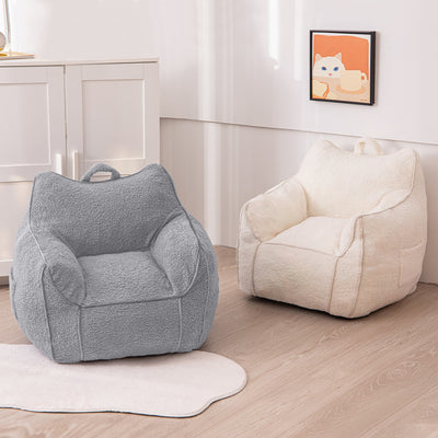 MAXYOYO Kids Bean Bag Chair, Sherpa Bean Bag Couch with Decorative Edges for children's room (Grey)