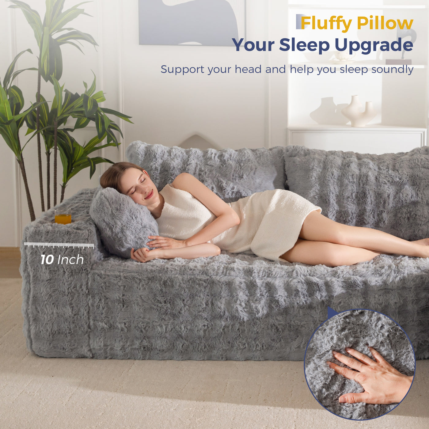 MAXYOYO 104" Modular Sectional Couch with L-Shape Chaise, Modern Boneless Couch for Living Room, Sofa in A Box, Oversized Sofa Sleeper with Deep Seat, No Assembly Required, Grey