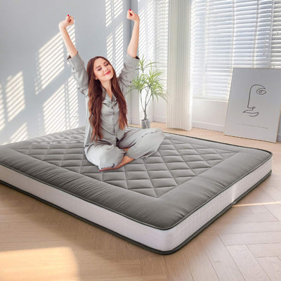 MAXYOYO 6" Extra Thick Japanese Futon Mattress, Stylish Diamond Quilting Floor Bed For Bedroom, Dark Grey