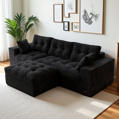 MAXYOYO L-Shaped Sectional Puffinest Modular Sofa – Convertible Ottoman, No-Assembly, 4-in-1 Flexible Layout
