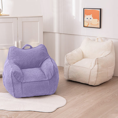 MAXYOYO Kids Bean Bag Chair, Sherpa Bean Bag Couch with Decorative Edges for children's room (Purple)
