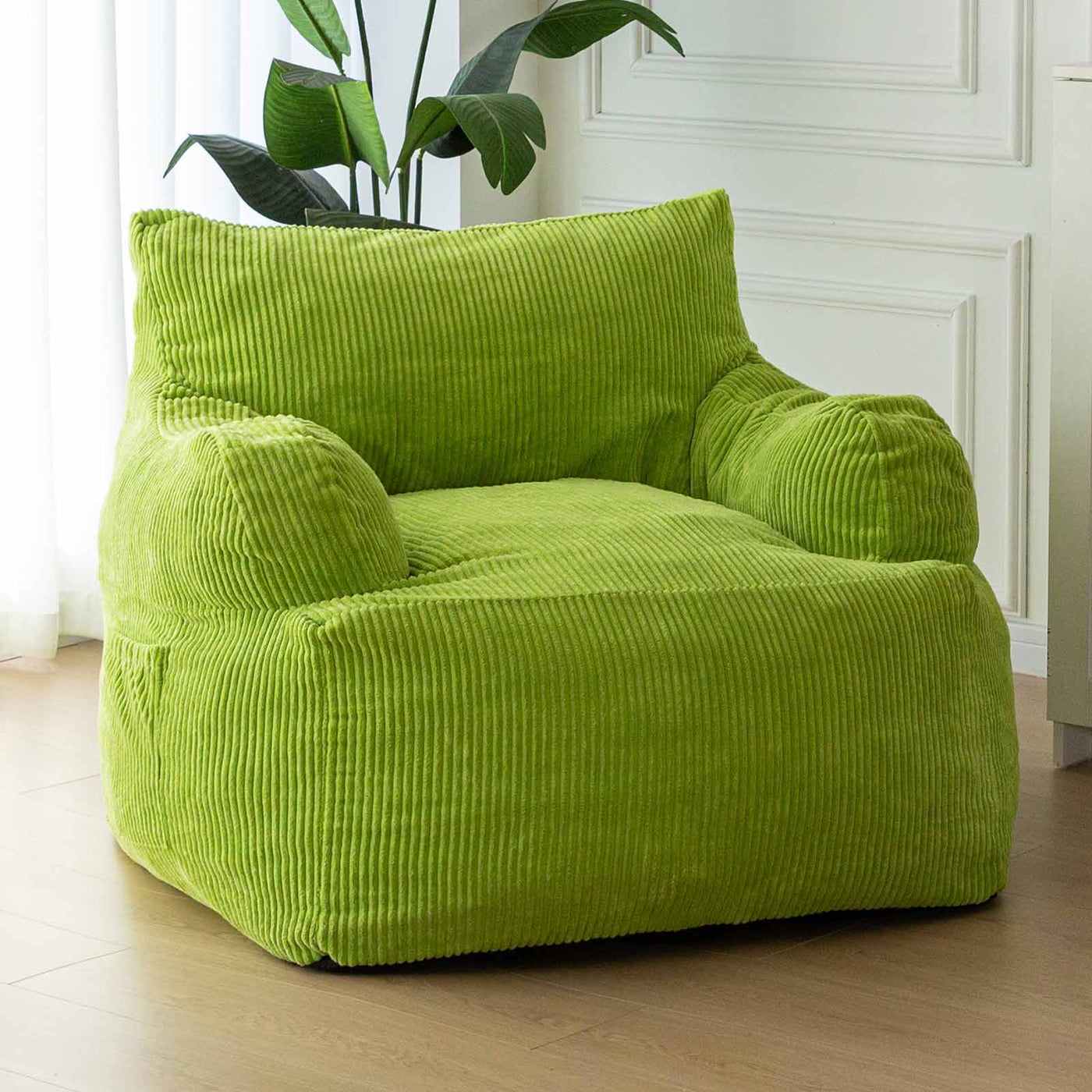 MAXYOYO Giant Bean Bag Chair, Stuffed Bean Bag Couch for Living Room, Green