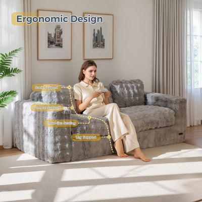 MAXYOYO 3-Seater Bubbled Bean Bag Chair – Tufted Boneless Couch for Living Room, No Assembly