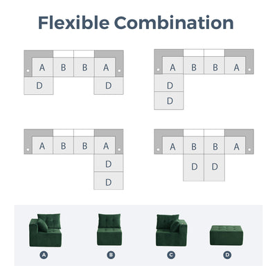 U Shaped Modular Sofa #color_green