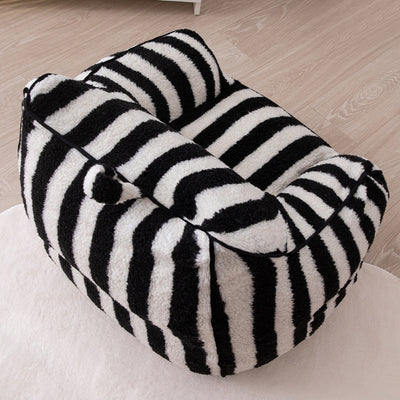 MAXYOYO Kids Bean Bag Chair, Sherpa Bean Bag Couch with Decorative Edges for children's room (Stripe Black)