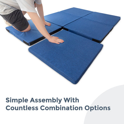 MAXYOYO Kids Play Mat, Thick & Convertible Floor Mat for Kids Playroom, Blue