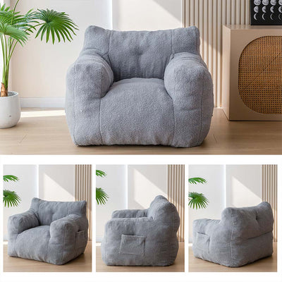 MAXYOYO Bean Bag Chair, Sherpa Bean Bag Couch, Living Room Lazy Bean Bag Sofa for Adults Kids, Grey