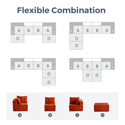 U Shaped Modular Sofa #color_orange