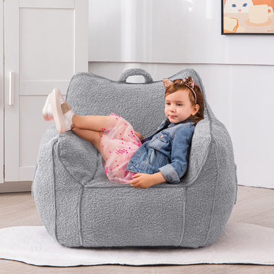 MAXYOYO Kids Bean Bag Chair, Sherpa Bean Bag Couch with Decorative Edges for children's room (Grey)