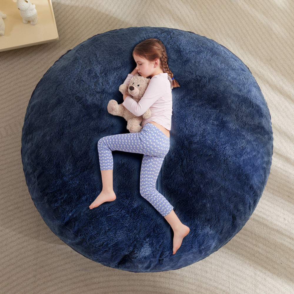 MAXYOYO 2-in-1 Kids Bean Bag Bed, Convertible Kids Bean Bag Chair to Bed, Floor Cushion (Blue)