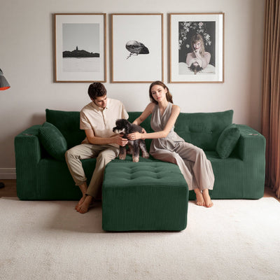 L Shaped Modular Sofa #color_green
