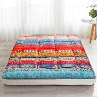 MAXYOYO Bohemian Retro Japanese Floor Mattress, Padded Vintage Floral Futon Mattress