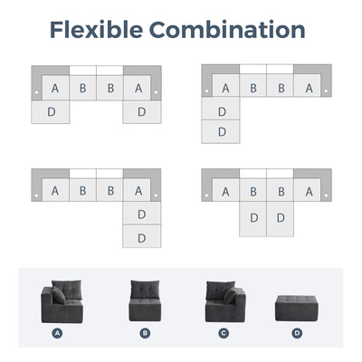 U Shaped Modular Sofa #color_grey
