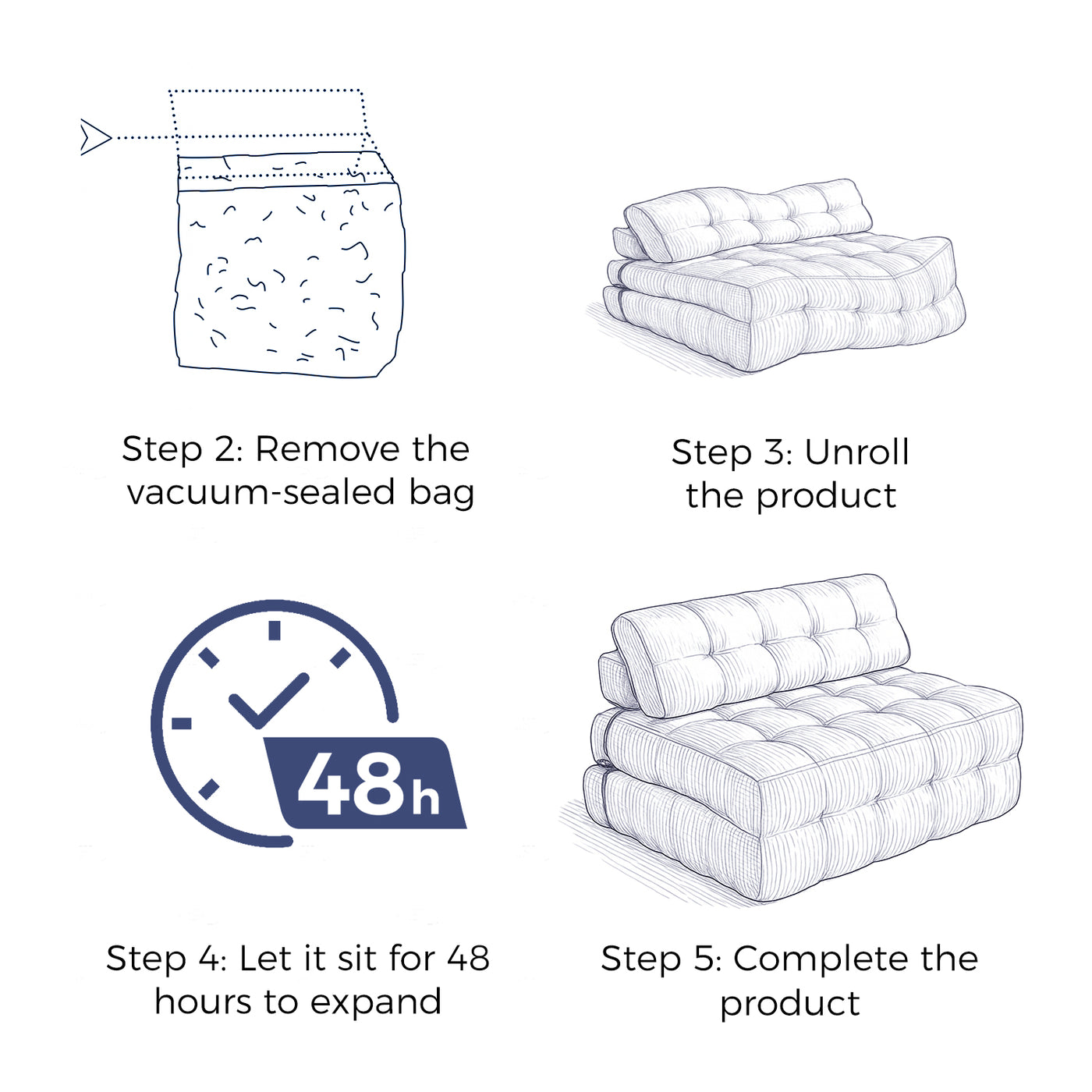 MAXYOYO Corduroy Folding Sofa Bed, Convertible Sleeper Chair with Pillow Foldable Mattress with Back Support(Double), Navy