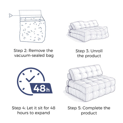 MAXYOYO Corduroy Folding Sofa Bed, Convertible Sleeper Chair with Pillow Foldable Mattress with Back Support(Double), Navy