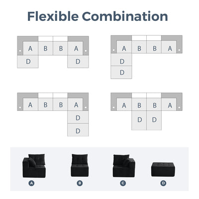 U Shaped Modular Sofa #color_black