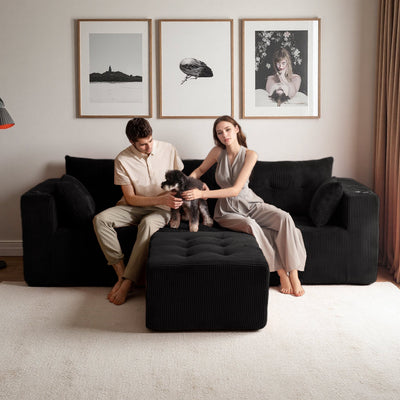 L Shaped Modular Sofa #color_black