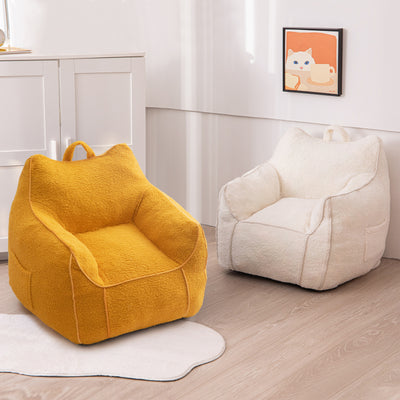 MAXYOYO Kids Bean Bag Chair, Sherpa Bean Bag Couch with Decorative Edges for children's room (Lemon Yellow)
