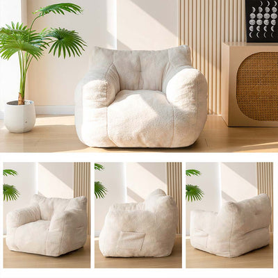 MAXYOYO Sherpa Bean Bag Chair, Boucle Tufted Bean Bag Couch, Living Room Bean Bag Lazy Sofa for Adults Kids, Beige