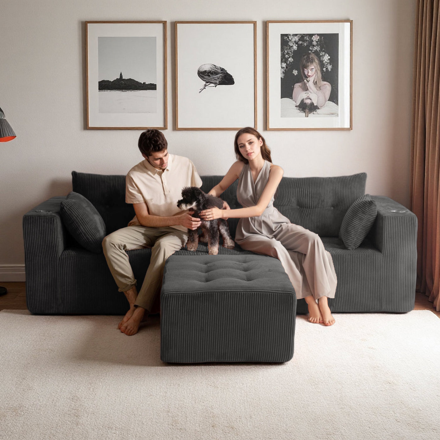 L Shaped Modular Sofa #color_grey