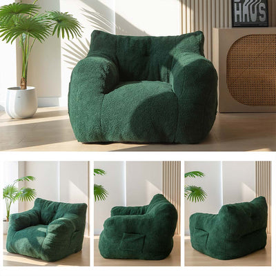 MAXYOYO Sherpa Bean Bag Chair, Boucle Tufted Bean Bag Couch, Living Room Lazy Bean Bag Chair for Adults Kids, Green