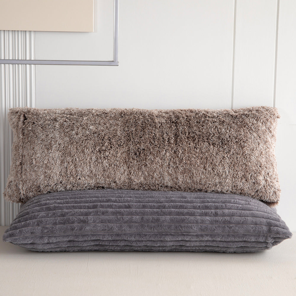 MAXYOYO Body Pillow, Ultra Striped Faux Fur Full Large Body Pillows Insert for Adults (20x54 inch, Grey)