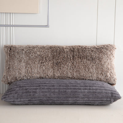 MAXYOYO Body Pillow, Ultra Striped Faux Fur Full Large Body Pillows Insert for Adults (20x54 inch, Grey)