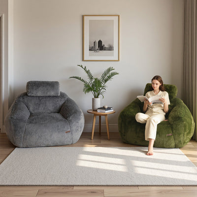 MAXYOYO Bean Bag Chair with Pillow - Plush Giant Bean Bag Chair Couch with Headrest (Zippered Link Pillow), Green