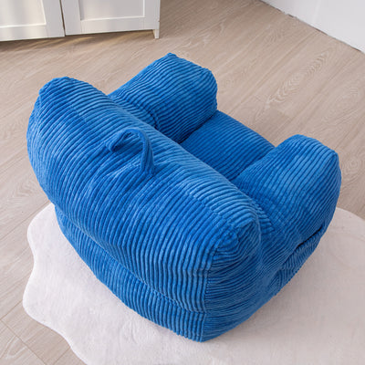 MAXYOYO Kids Bean Bag Chair, Corduroy Bean Bag Couch with Armrests for Children's Room (Blue)