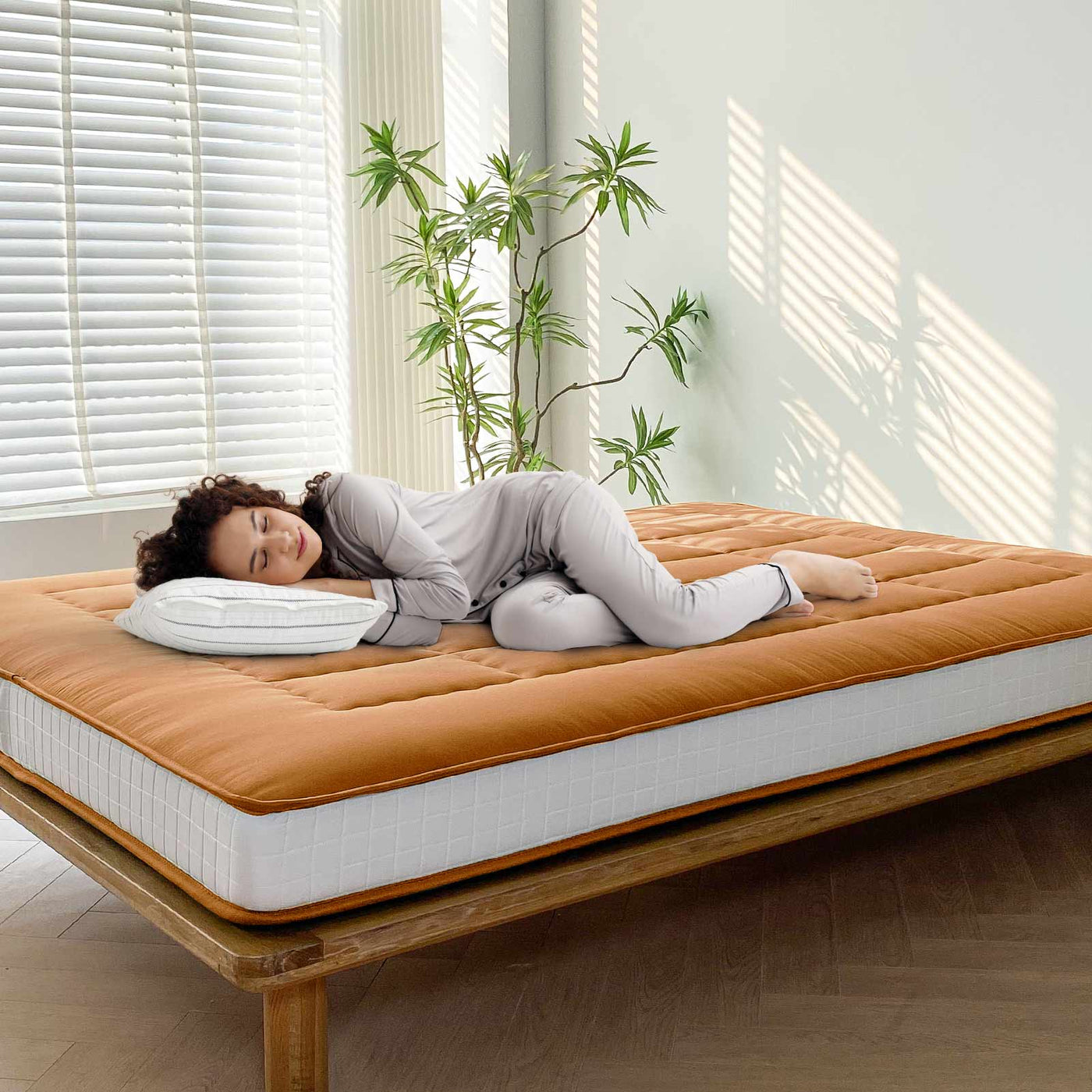 futon mattress#color_light-brown