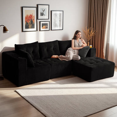 L Shaped Modular Sofa #color_black