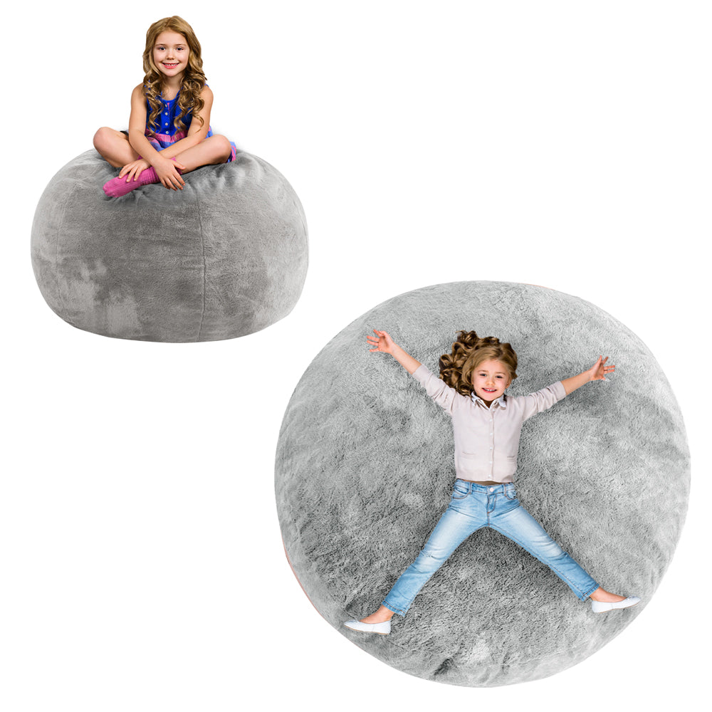 MAXYOYO 2-in-1 Kids Bean Bag with Floor Pillow Inside (Grey)