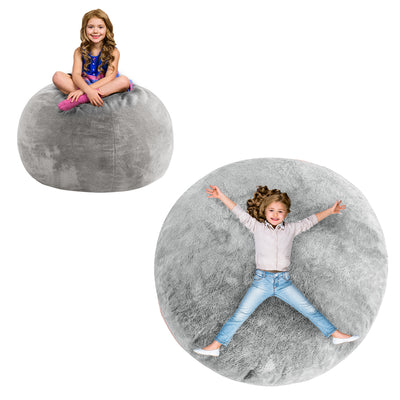 MAXYOYO 2-in-1 Kids Bean Bag with Floor Pillow Inside (Grey)
