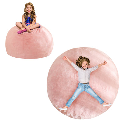 MAXYOYO 2-in-1 Kids Bean Bag Chair, Convertible Kids Bean Bag into Floor Bed (Pink)