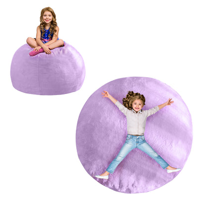 MAXYOYO 2-in-1 Kids Bean Bag Chair, Convertible Kids Bean Bag Bed, Floor Pillow (Purple)