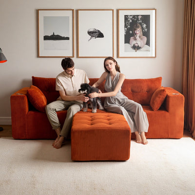 L Shaped Modular Sofa #color_orange