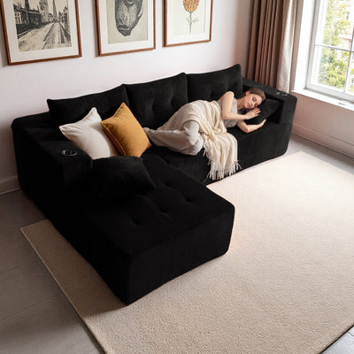 L Shaped Modular Sofa #color_black