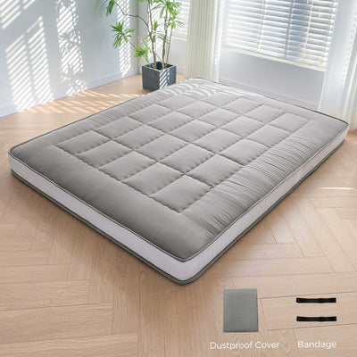 MAXYOYO 6" Extra Thick Japanese Futon Mattress with Rectangle Quilting, Stylish Floor Bed For Family, Dark Grey