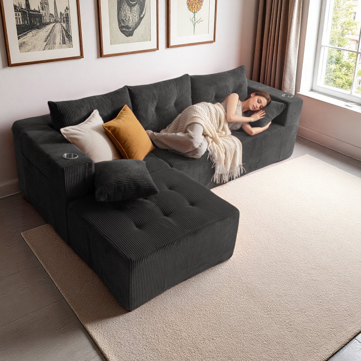 L Shaped Modular Sofa #color_grey