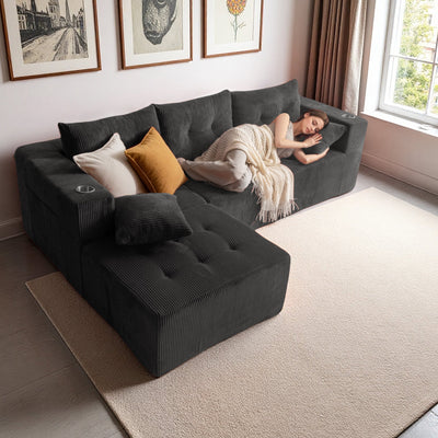 L Shaped Modular Sofa #color_grey