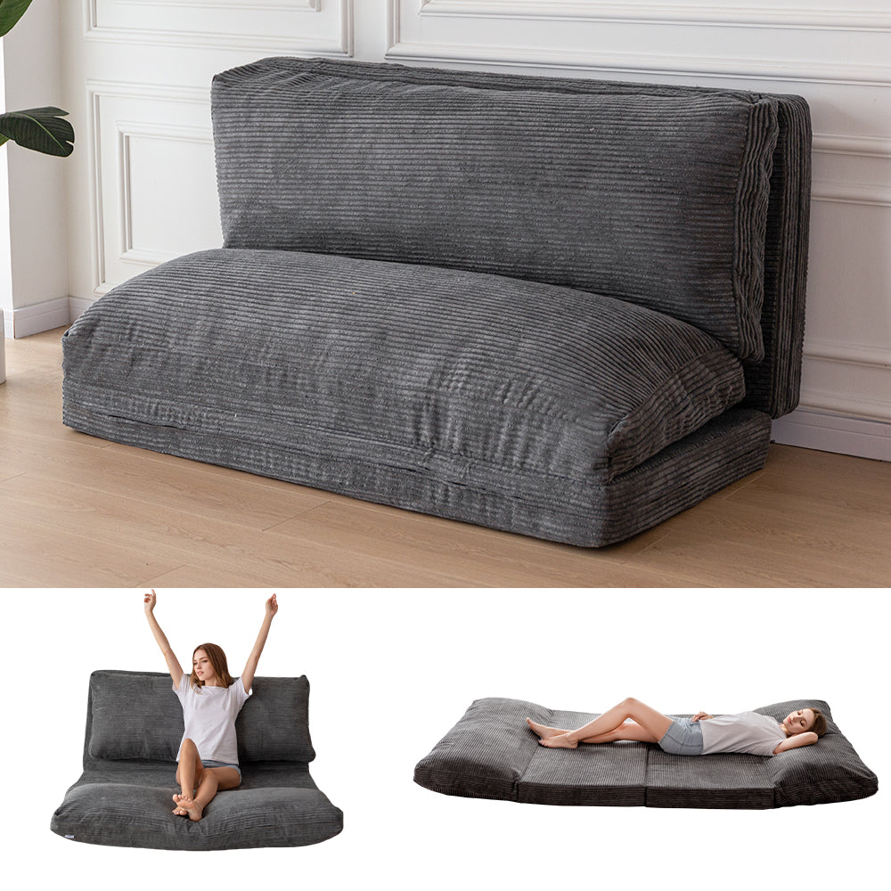 MAXYOYO Bean Bag Sofa Bed - Corduroy Floor Sofa Bed, Washable, Dark Grey