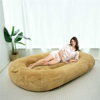 MAXYOYO Human Dog Bed, Faux Fur Giant Bean Bag Bed for Humans and Pets, Khaki