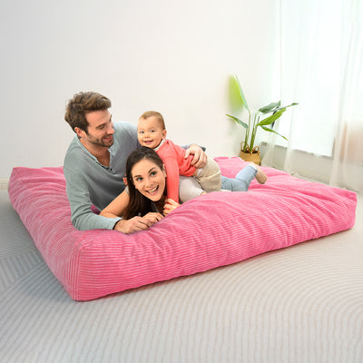 MAXYOYO 4ft Corduroy Bean Bag Bed, Convertible Bean Bag Chair to Floor Bed, Pink
