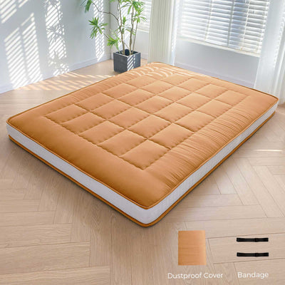 MAXYOYO 6" Extra Thick Japanese Futon Mattress with Rectangle Quilted, Stylish Floor Bed For Family, Light Brown