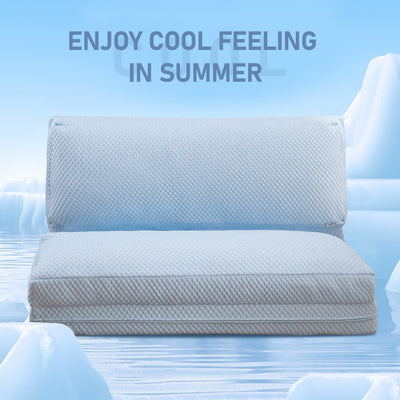 MAXYOYO Cooling Bean Bag Folding Sofa Bed, Floor Mattress for Hot Sleepers with Cooling Washable Cover, Blue