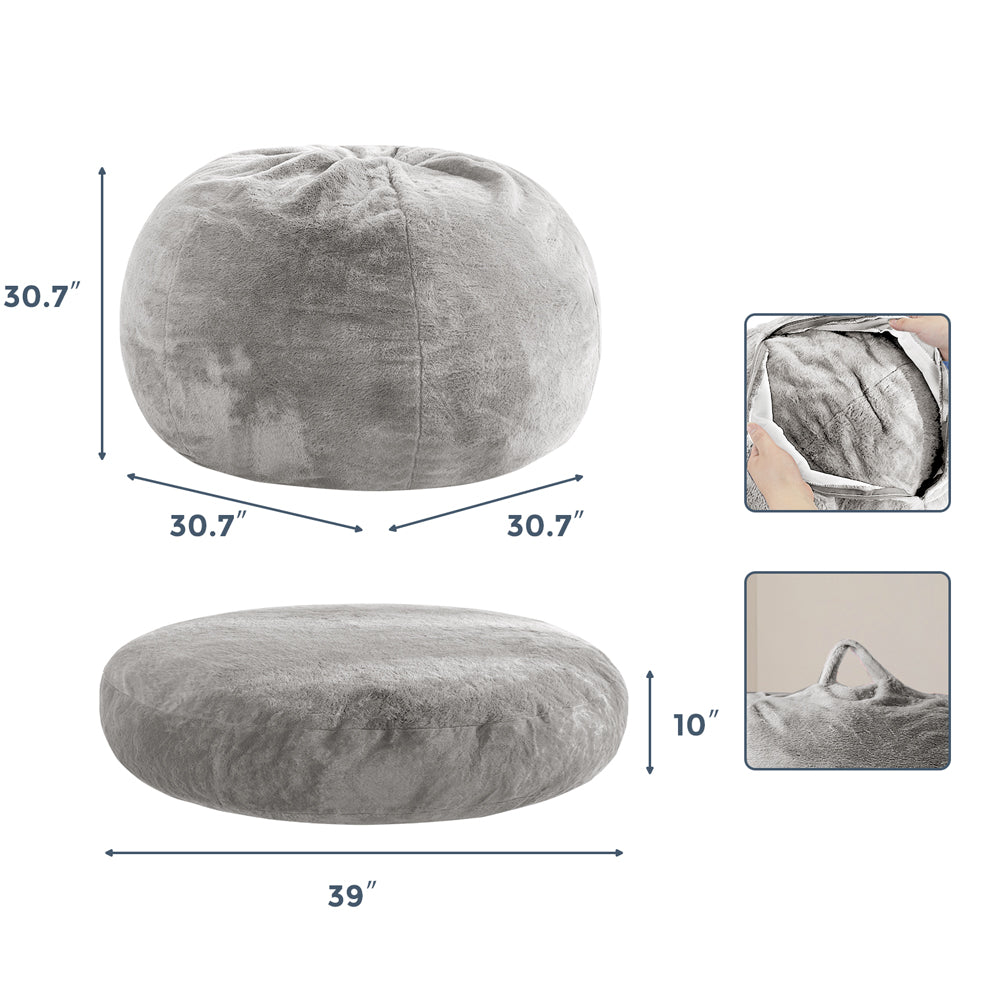 MAXYOYO 2-in-1 Kids Bean Bag with Floor Pillow Inside (Grey)