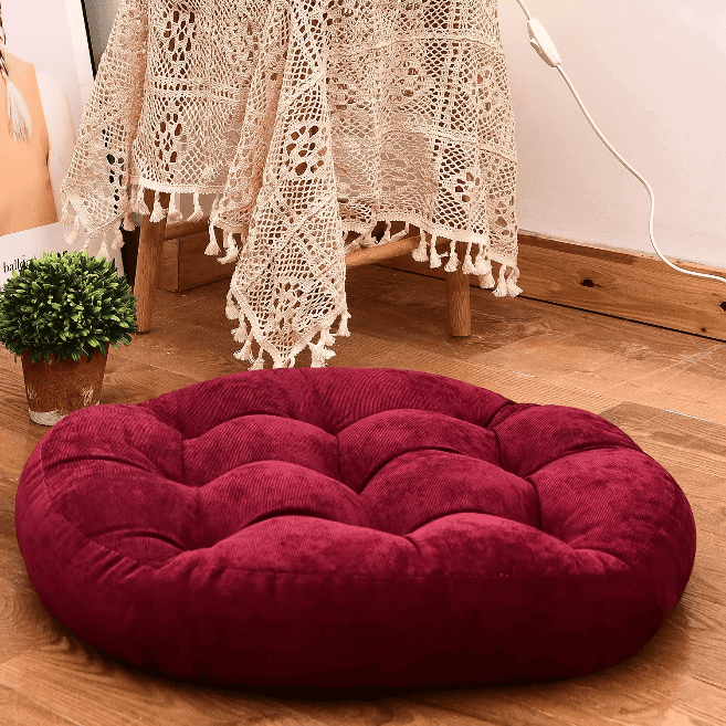 MAXYOYO 22x22 Inch Floor Pillow, Meditation Cushion for Yoga Living Room Sofa Balcony Outdoor, Wine
