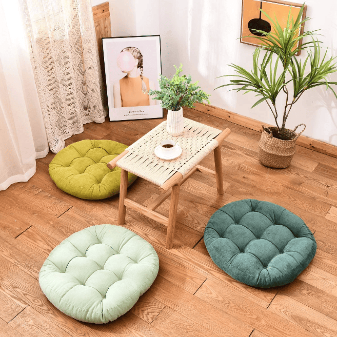 MAXYOYO 22x22 Inch Floor Pillow, Meditation Cushion for Yoga Living Room Sofa Balcony Outdoor, Grass Green