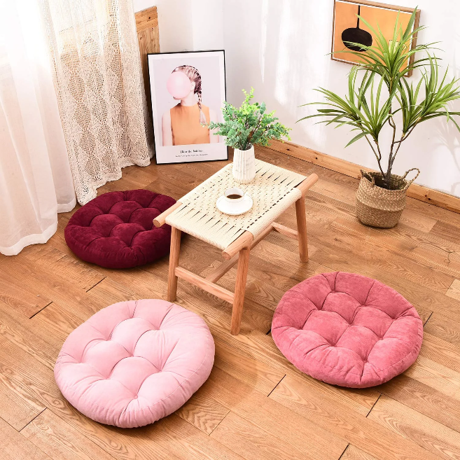MAXYOYO 22x22 Inch Floor Pillow, Meditation Cushion for Yoga Living Room Sofa Balcony Outdoor, Watermelon Red